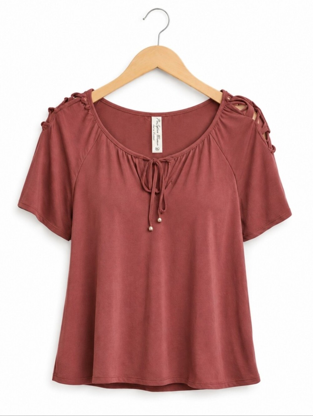 Per Seption Pink Pastel Cold Shoulder Plus Sz Top 2X